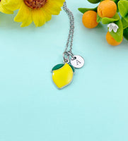 Yellow Lemon Charm Silver Necklace, Foodie Jewelry Gifts, N6533