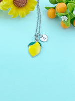 Yellow Lemon Charm Silver Necklace, Foodie Jewelry Gifts, N6533
