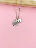Sunflower Charm Necklace, Bronze Gold Silver and Rose Gold Option, N1573M