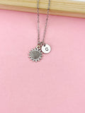 Sunflower Charm Necklace, Bronze Gold Silver and Rose Gold Option, N1573M