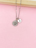 Sunflower Charm Necklace, Bronze Gold Silver and Rose Gold Option, N1573M