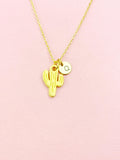 Cactus Gold Charm Necklace, Plant Lovers Jewelry Gifts, N6535