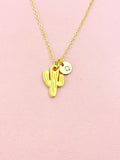 Cactus Gold Charm Necklace, Plant Lovers Jewelry Gifts, N6535