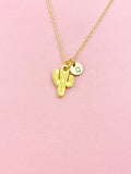 Cactus Gold Charm Necklace, Plant Lovers Jewelry Gifts, N6535
