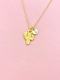 Cactus Gold Charm Necklace, Plant Lovers Jewelry Gifts, N6535