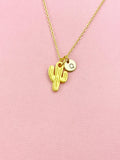 Cactus Gold Charm Necklace, Plant Lovers Jewelry Gifts, N6535