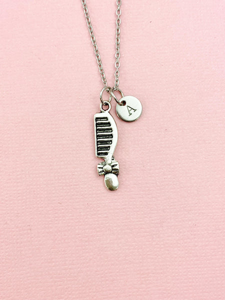 Comb Bowknot Charm Silver Necklace, Hair Stylists Barbers Cosmetologists Jewelry Gifts, N6538