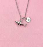 Shark Charm Silver Necklace, Biologist Research Technician Aquarist Jewelry Gifts, N6539