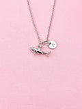 Shark Charm Silver Necklace, Biologist Research Technician Aquarist Jewelry Gifts, N6539