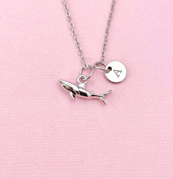 Shark Charm Silver Necklace, Biologist Research Technician Aquarist Jewelry Gifts, N6539