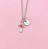 Cross Red Heart Charm Silver Necklace, Cross Jewelry Gifts, N6540