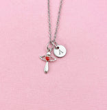 Cross Red Heart Charm Silver Necklace, Cross Jewelry Gifts, N6540