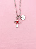 Cross Red Heart Charm Silver Necklace, Cross Jewelry Gifts, N6540