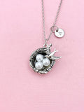 Bird Nest Charm Silver Necklace, N6549