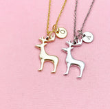 Reindeer Deer Charm Necklace, Christmas Reindeer Stag Jewelry Gifts, N6554