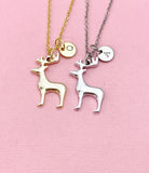 Reindeer Deer Charm Necklace, Christmas Reindeer Stag Jewelry Gifts, N6554