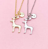 Reindeer Deer Charm Necklace, Christmas Reindeer Stag Jewelry Gifts, N6554