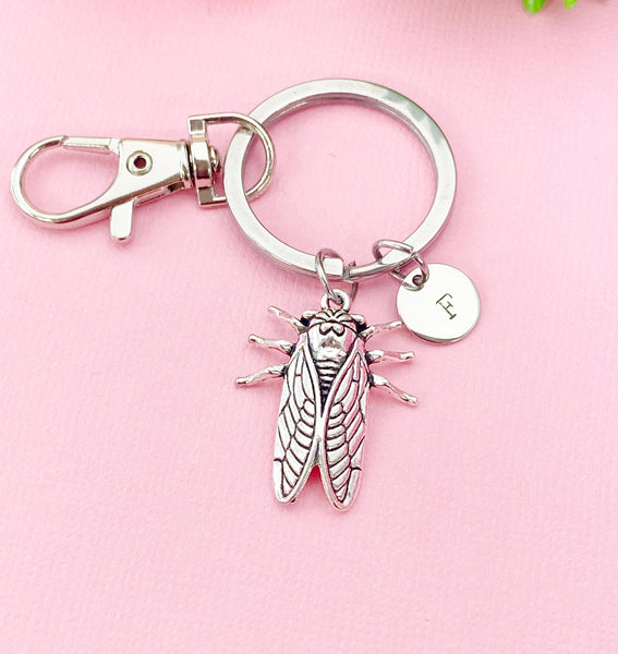 Cicada Charm Keychain, Insect Bug Jewelry, N6428