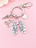 Caduceus Stethoscope Anatomy Lung Keychain, N6429