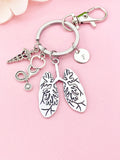 Caduceus Stethoscope Anatomy Lung Keychain, N6429