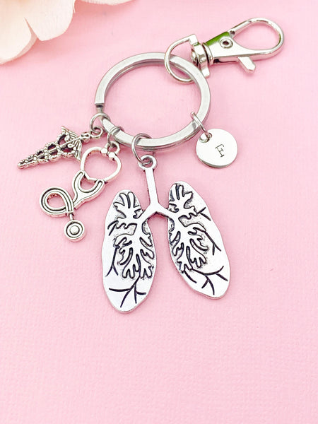 Caduceus Stethoscope Anatomy Lung Keychain, N6429