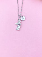Bear Holding Flower Charm Necklace, N6433