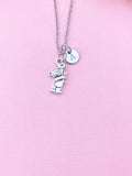Bear Holding Flower Charm Necklace, N6433