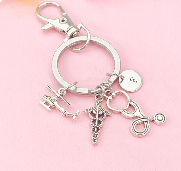 Helicopter Caduceus Stethoscope Keychain, N6452