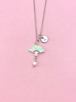Folding Chinese Fan Shell Pearl Charm Necklace, N6561