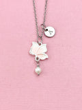 Butterfly Shell Pearl Charm Gold Necklace, Pink, N6563