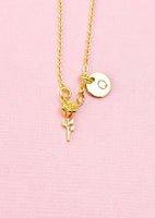 Tiny Rose Flower Charm Gold Necklace, N6568