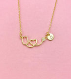 Stethoscope Heart Charm Necklace, N6569