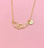 Stethoscope Heart Charm Necklace, N6569