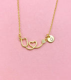 Stethoscope Heart Charm Necklace, N6569