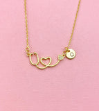 Stethoscope Heart Charm Necklace, N6569