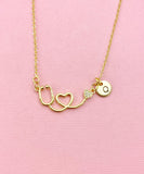 Stethoscope Heart Charm Necklace, N6569