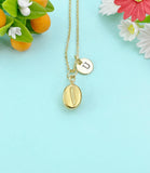 Gold Coffee Bean Charm Necklace Symbol of Connection & Warmth Gift for Friend Sister Mom or Coffee Lovers, N6572