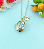 Gold Couch Shell Enamel Locket Oval Pendant Necklace, Keepsake Photo Frame Jewelry, N6595