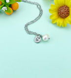 Pearl Necklace, Silver White Pearl Necklace, N2110