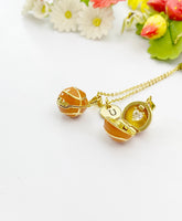 Basketball Locket Charm Necklace with Hidden Heart, Homecoming Proposal, N6462