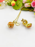 Basketball Locket Charm Necklace with Hidden Heart, Homecoming Proposal, N6462