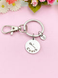 Lacrosse Coach Stick Charm Silver Keychain, D490A