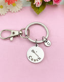 Lacrosse Coach Stick Charm Silver Keychain, D490A