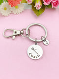 Lacrosse Coach Stick Charm Silver Keychain, D490A