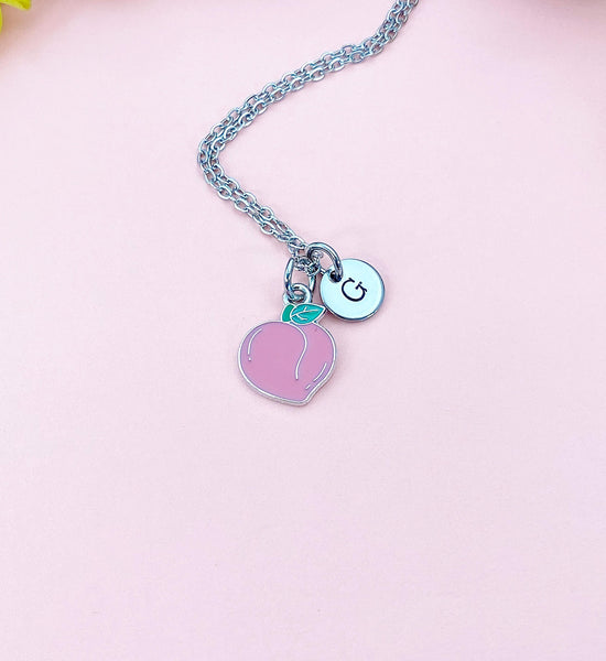 Silver Peach Charm Necklace – Dainty Fruit-Inspired Jewelry Gift, N6334S