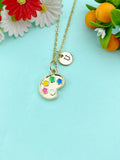 Gold Artist Palette Charm Necklace, N6605