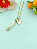 Gold Artist Paint Brush Charm Necklace, N6606