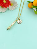 Gold Artist Paint Brush Charm Necklace, N6606