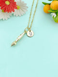 Gold Artist Paint Brush Charm Necklace, N6606
