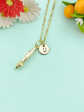Gold Artist Paint Brush Charm Necklace, N6606